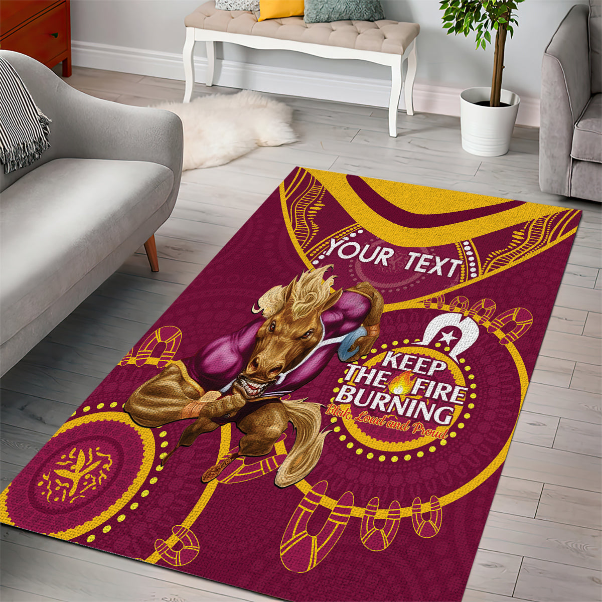 Custom NRL Broncos NAIDOC Week Area Rug Keep The Fire Burning Indigenous Art - Vibe Hoodie Shop