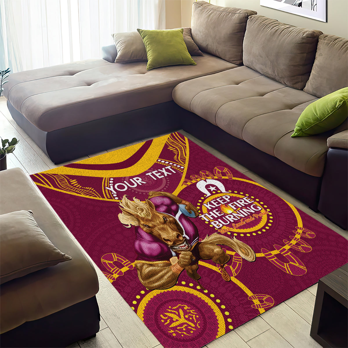 Custom NRL Broncos NAIDOC Week Area Rug Keep The Fire Burning Indigenous Art - Vibe Hoodie Shop