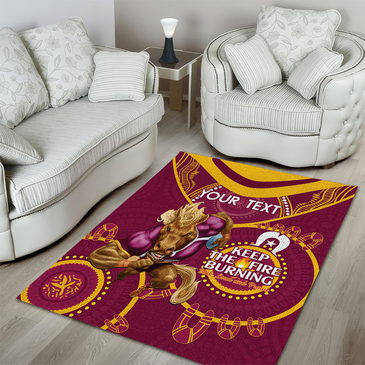 Custom NRL Broncos NAIDOC Week Area Rug Keep The Fire Burning Indigenous Art - Vibe Hoodie Shop