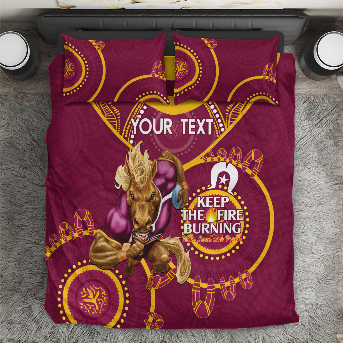 Custom NRL Broncos NAIDOC Week Bedding Set Keep The Fire Burning Indigenous Art - Vibe Hoodie Shop
