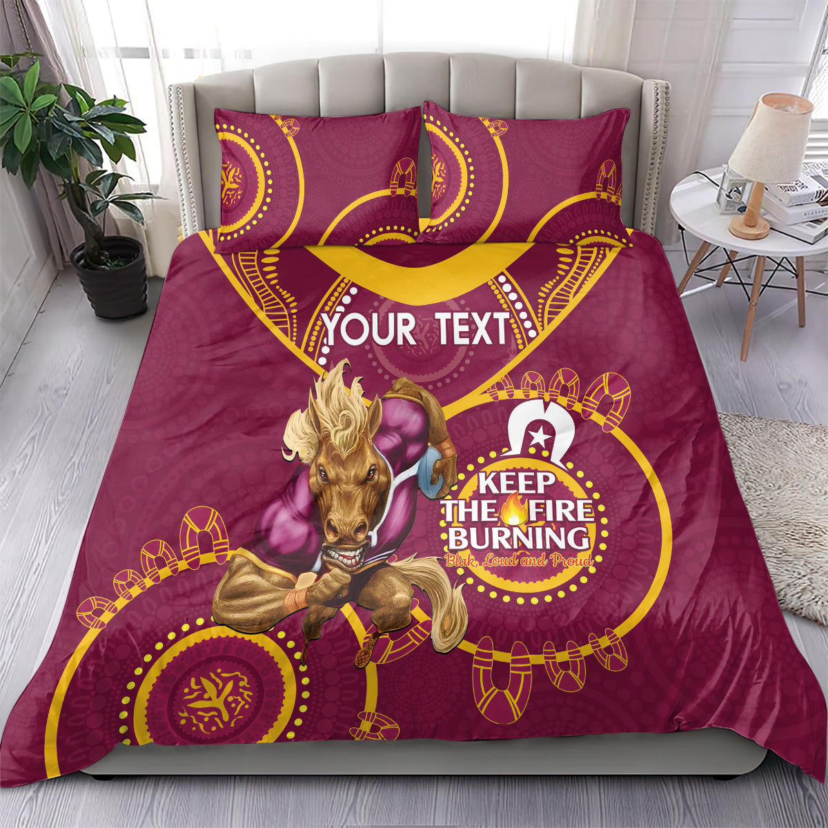 Custom NRL Broncos NAIDOC Week Bedding Set Keep The Fire Burning Indigenous Art - Vibe Hoodie Shop