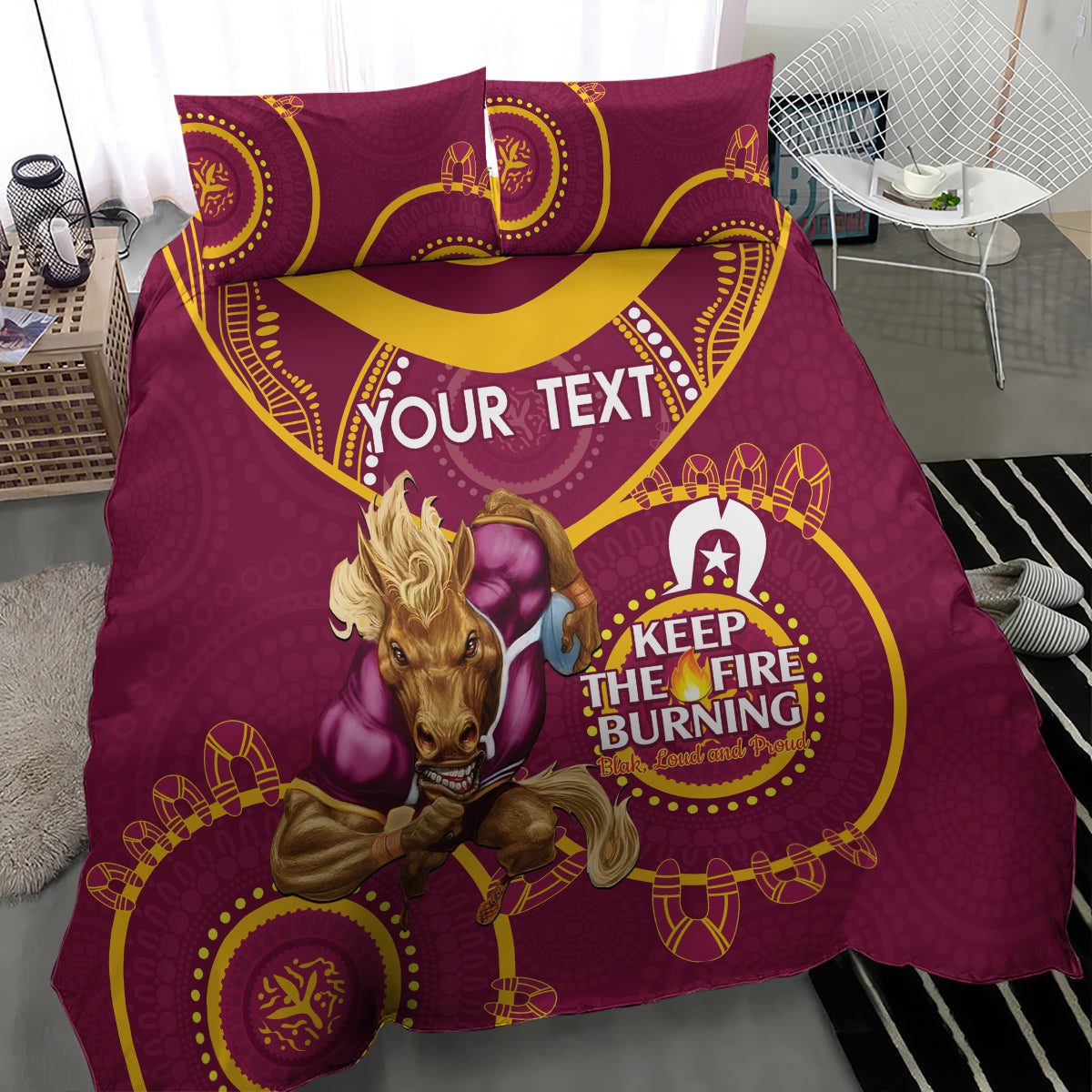 Custom NRL Broncos NAIDOC Week Bedding Set Keep The Fire Burning Indigenous Art - Vibe Hoodie Shop