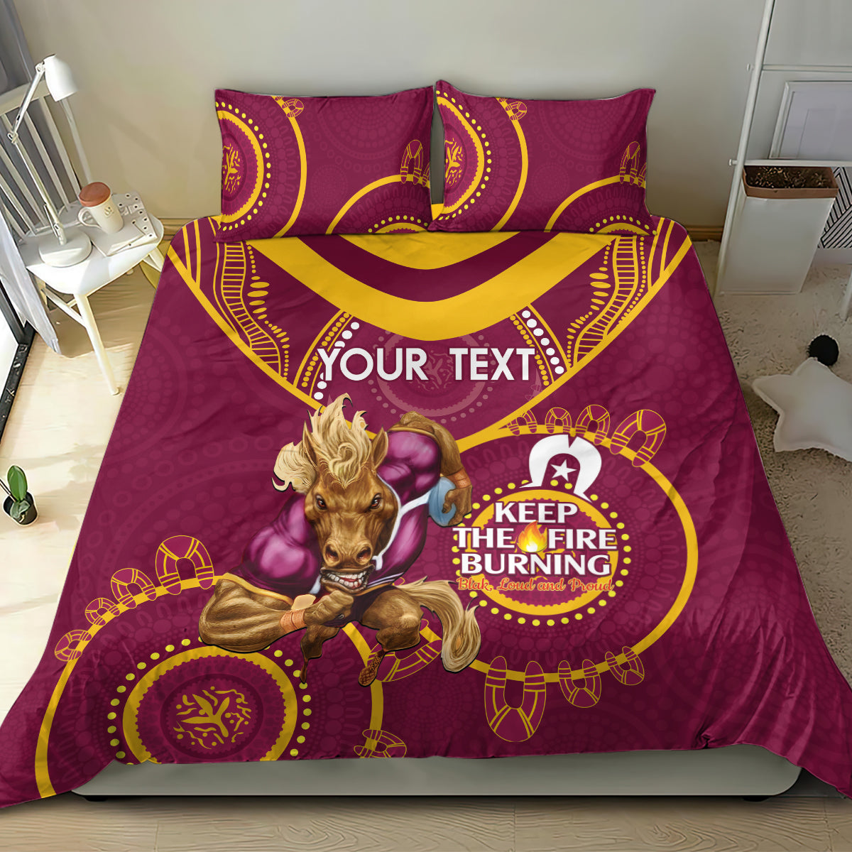 Custom NRL Broncos NAIDOC Week Bedding Set Keep The Fire Burning Indigenous Art - Vibe Hoodie Shop