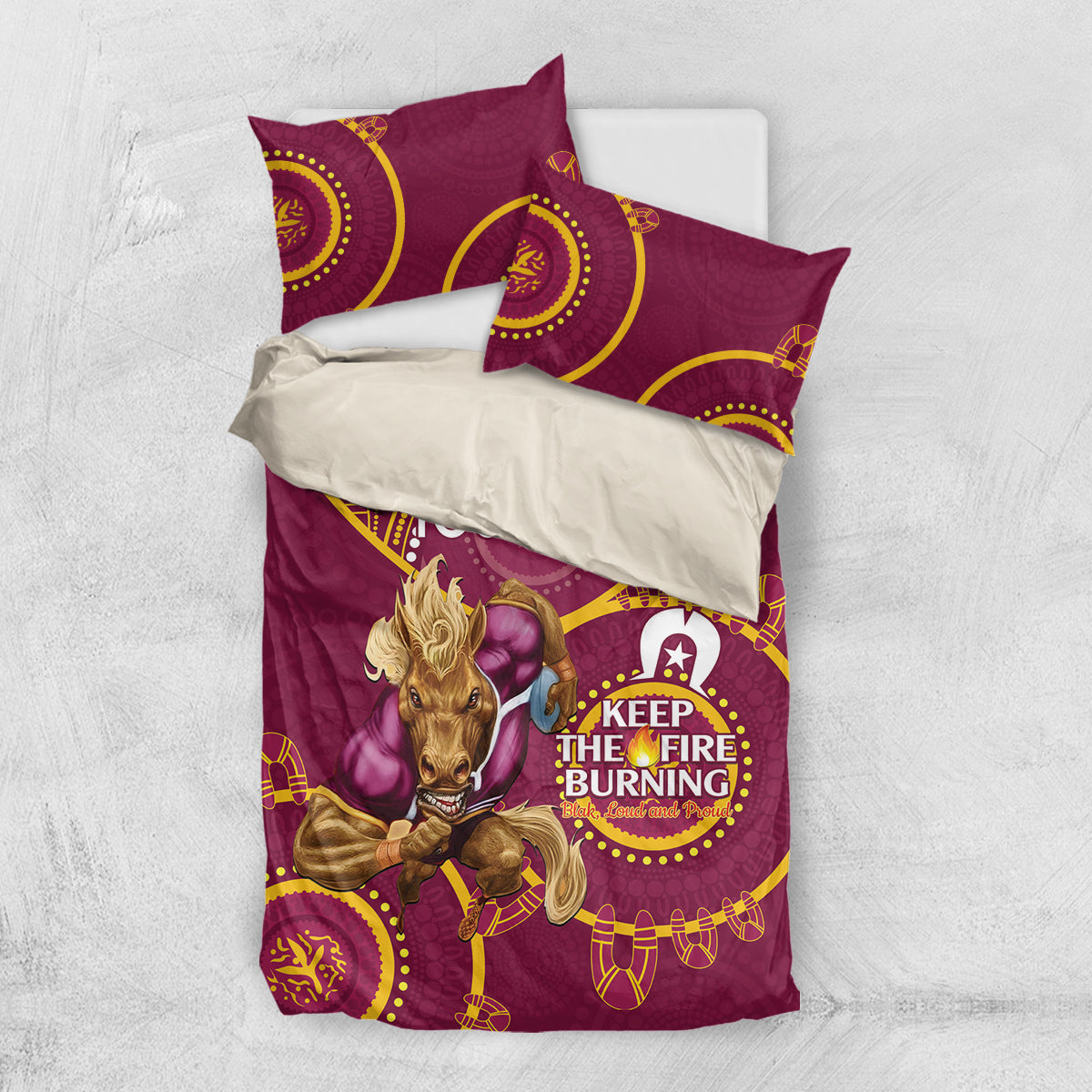 Custom NRL Broncos NAIDOC Week Bedding Set Keep The Fire Burning Indigenous Art - Vibe Hoodie Shop