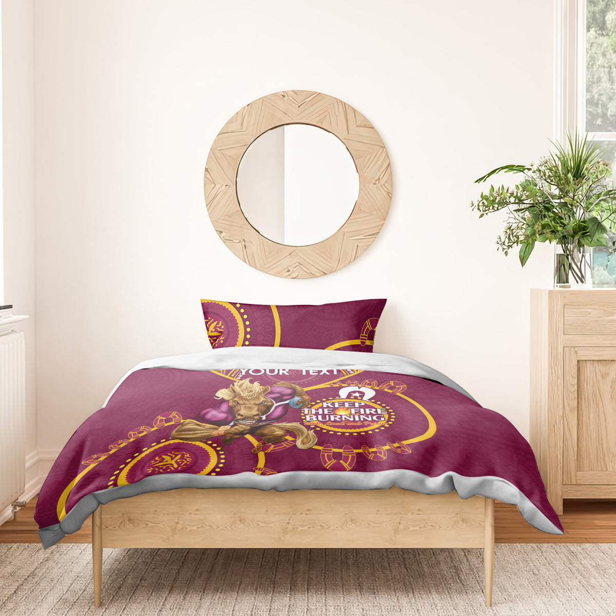 Custom NRL Broncos NAIDOC Week Bedding Set Keep The Fire Burning Indigenous Art - Vibe Hoodie Shop