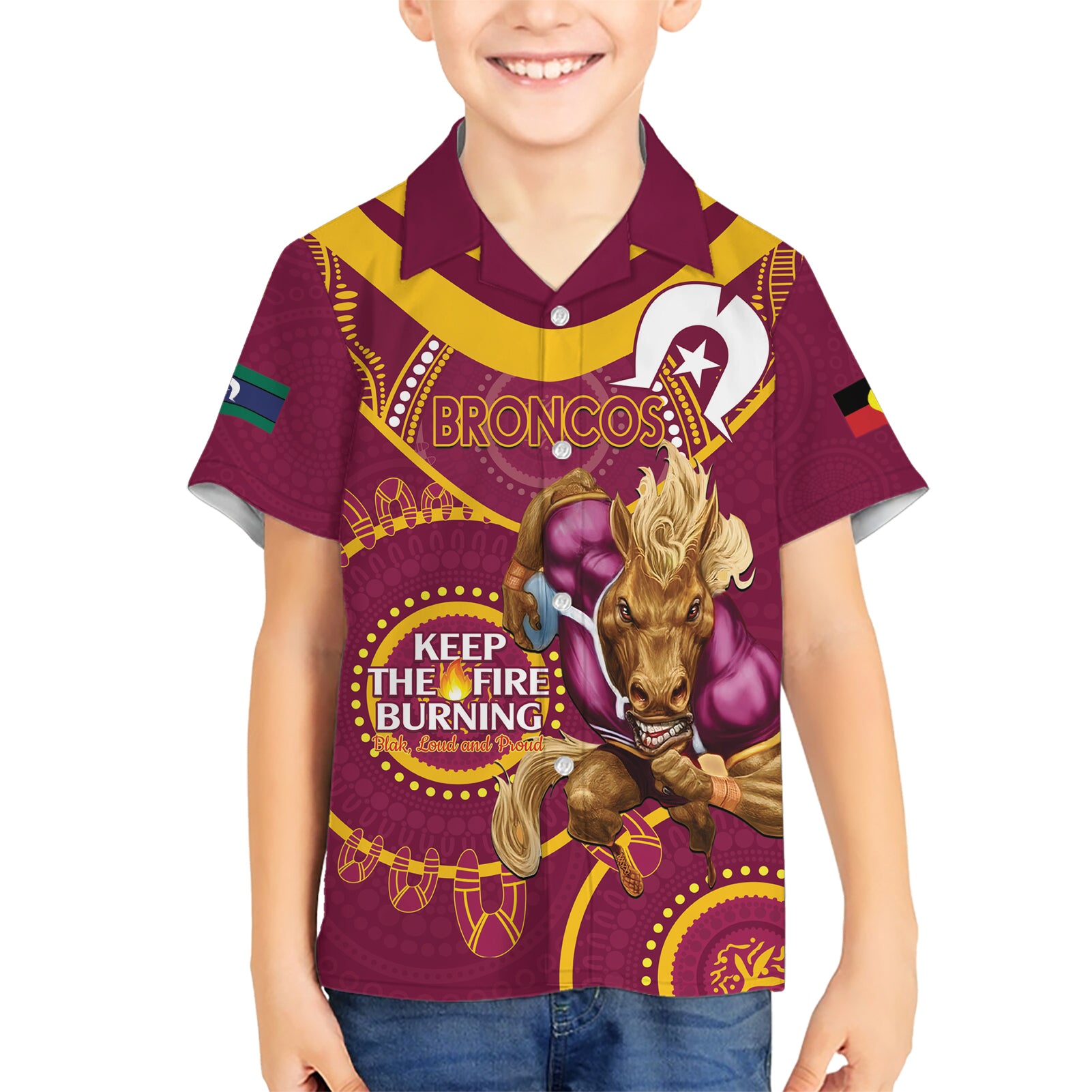 Custom NRL Broncos NAIDOC Week Hawaiian Shirt Keep The Fire Burning Indigenous Art - Vibe Hoodie Shop