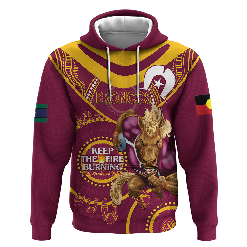 Custom NRL Broncos NAIDOC Week Hoodie Keep The Fire Burning Indigenous Art - Vibe Hoodie Shop