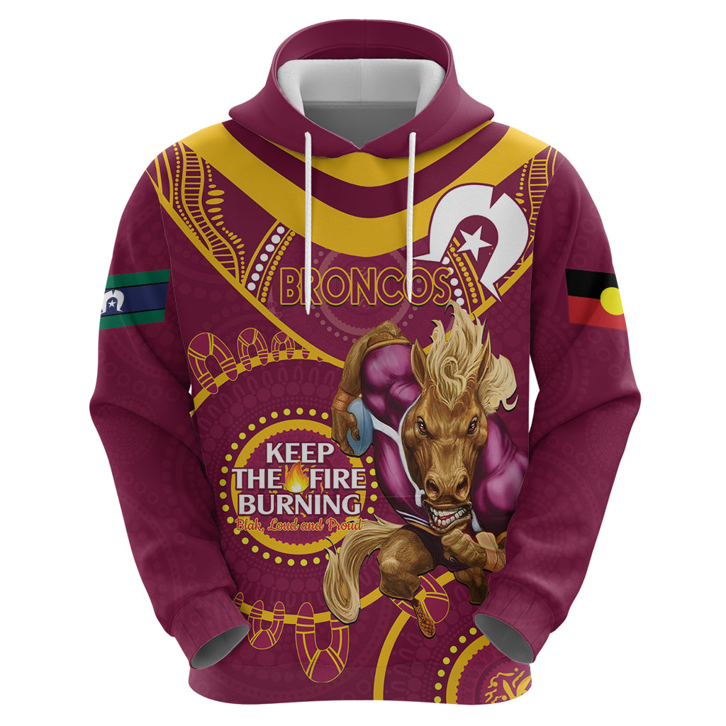 Custom NRL Broncos NAIDOC Week Hoodie Keep The Fire Burning Indigenous Art - Vibe Hoodie Shop
