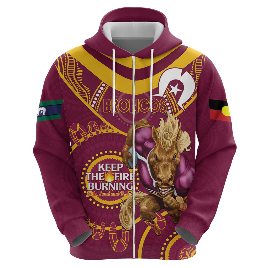 Custom NRL Broncos NAIDOC Week Hoodie Keep The Fire Burning Indigenous Art - Vibe Hoodie Shop