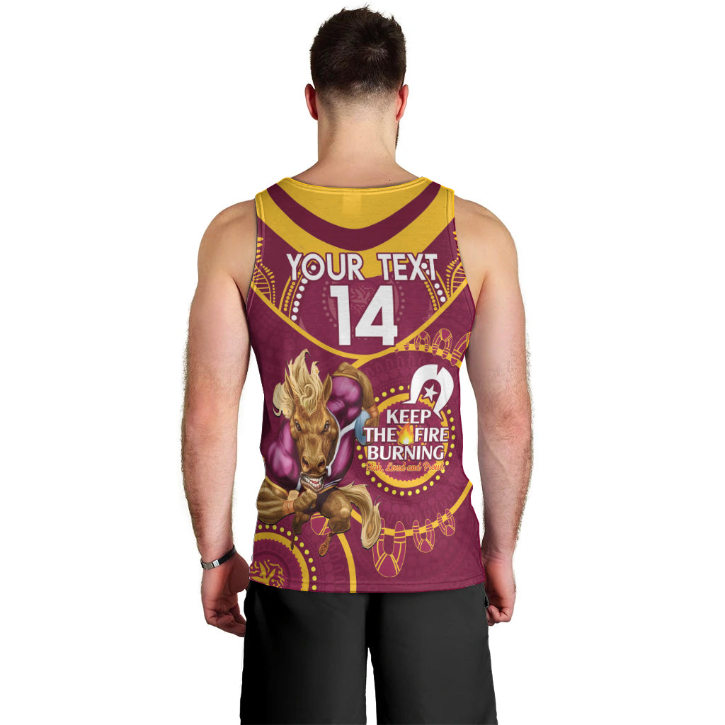 Custom NRL Broncos NAIDOC Week Men Tank Top Keep The Fire Burning Indigenous Art - Vibe Hoodie Shop