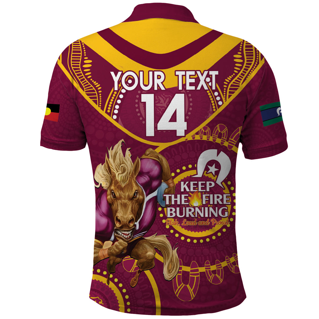 Custom NRL Broncos NAIDOC Week Polo Shirt Keep The Fire Burning Indigenous Art - Vibe Hoodie Shop