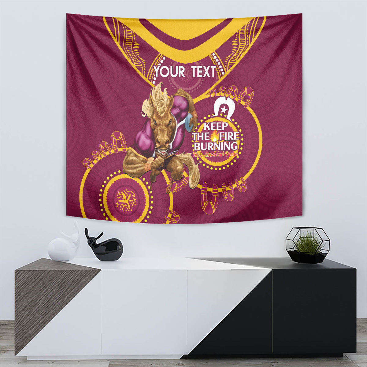 Custom NRL Broncos NAIDOC Week Tapestry Keep The Fire Burning Indigenous Art - Vibe Hoodie Shop