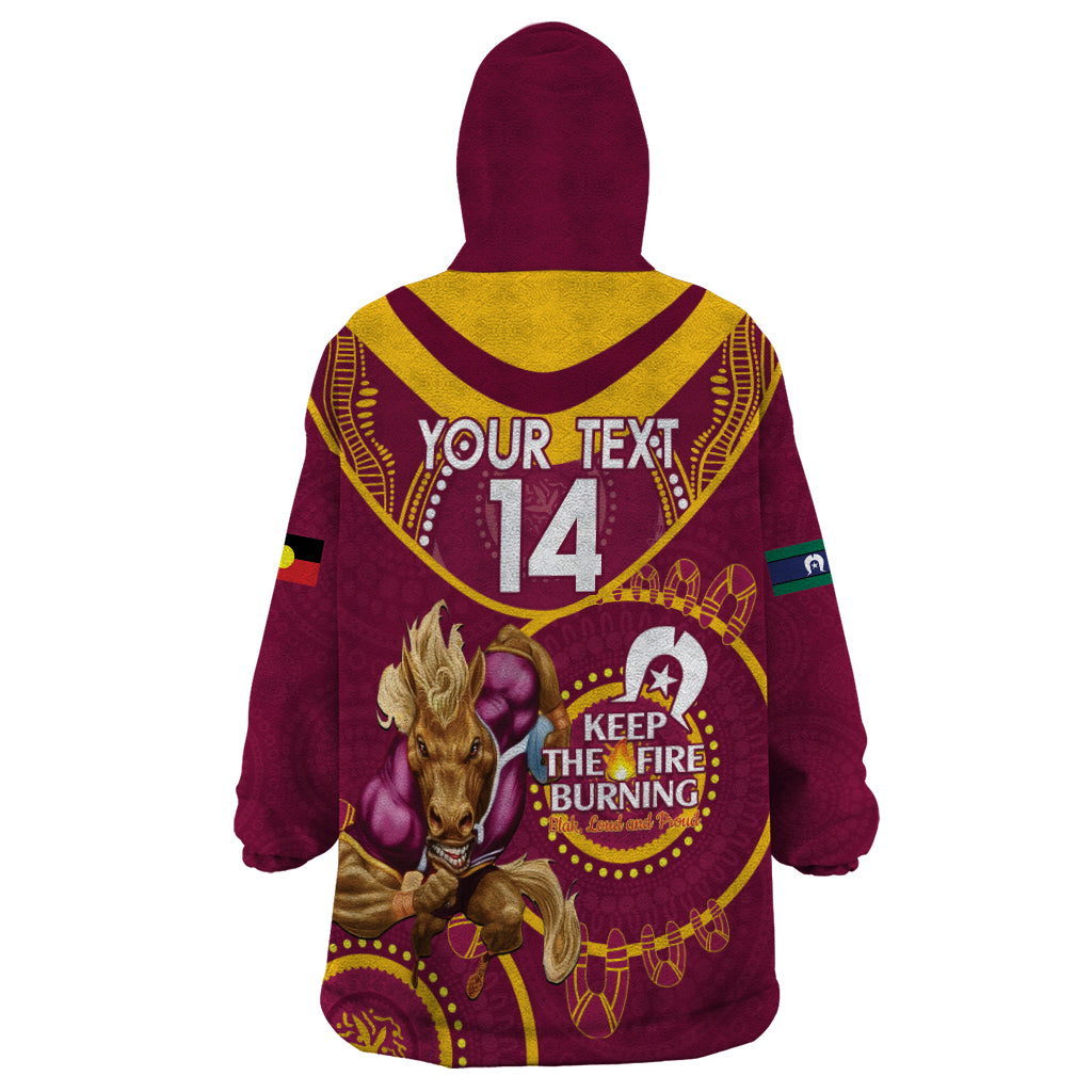 Custom NRL Broncos NAIDOC Week Wearable Blanket Hoodie Keep The Fire Burning Indigenous Art - Vibe Hoodie Shop