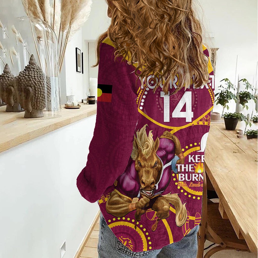 Custom NRL Broncos NAIDOC Week Women Casual Shirt Keep The Fire Burning Indigenous Art - Vibe Hoodie Shop