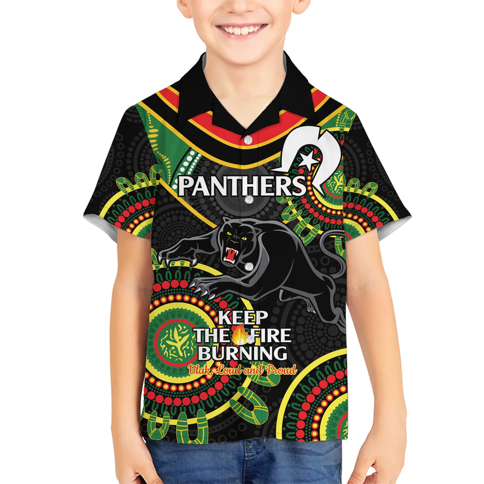 Custom NRL Panthers NAIDOC Week Hawaiian Shirt Keep The Fire Burning Indigenous Art - Vibe Hoodie Shop