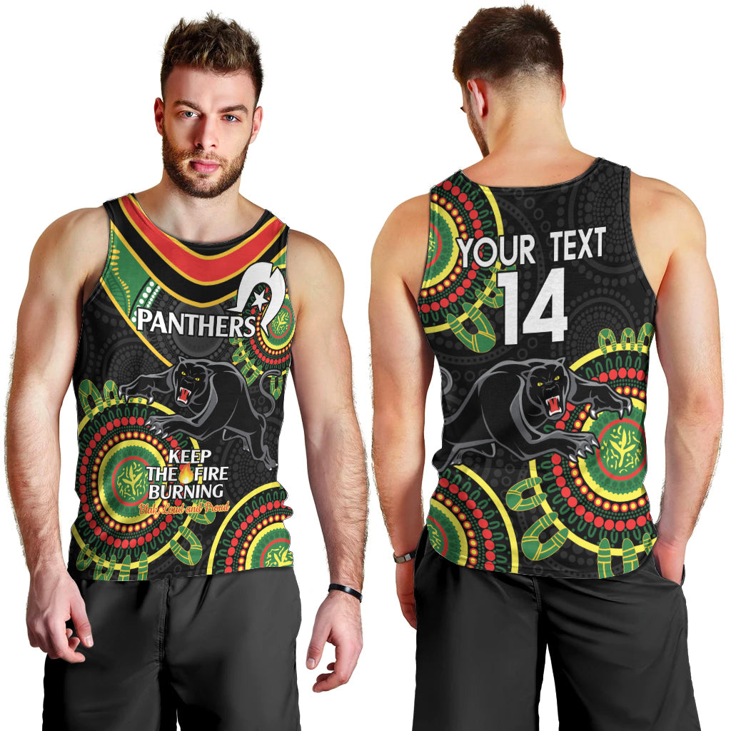 Custom NRL Panthers NAIDOC Week Men Tank Top Keep The Fire Burning Indigenous Art - Vibe Hoodie Shop