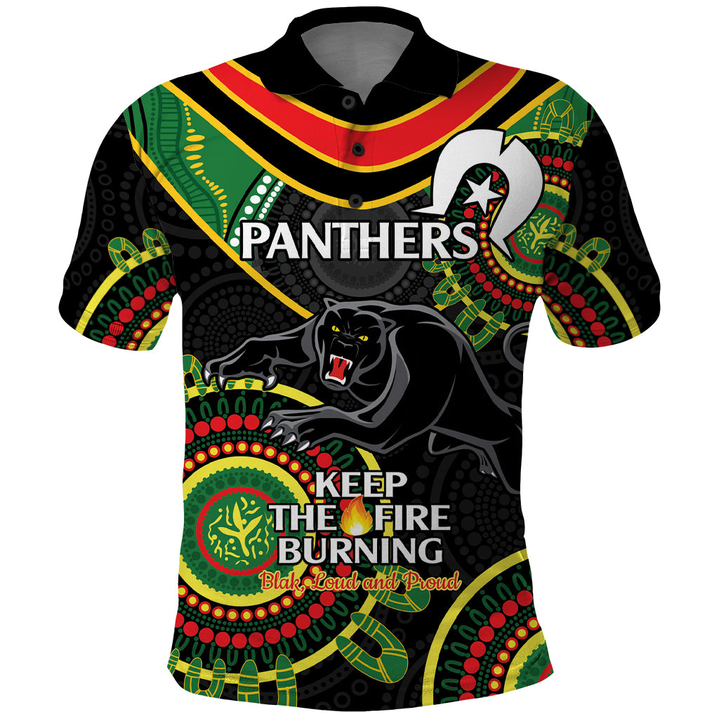 Custom NRL Panthers NAIDOC Week Polo Shirt Keep The Fire Burning Indigenous Art - Vibe Hoodie Shop