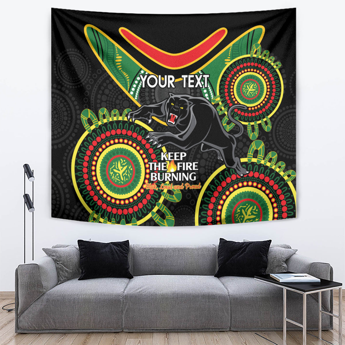 Custom NRL Panthers NAIDOC Week Tapestry Keep The Fire Burning Indigenous Art - Vibe Hoodie Shop