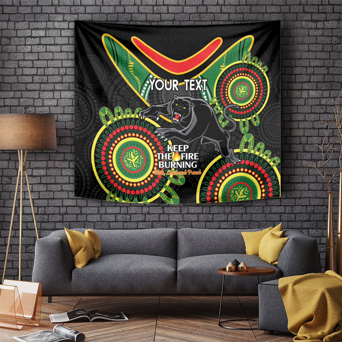 Custom NRL Panthers NAIDOC Week Tapestry Keep The Fire Burning Indigenous Art - Vibe Hoodie Shop