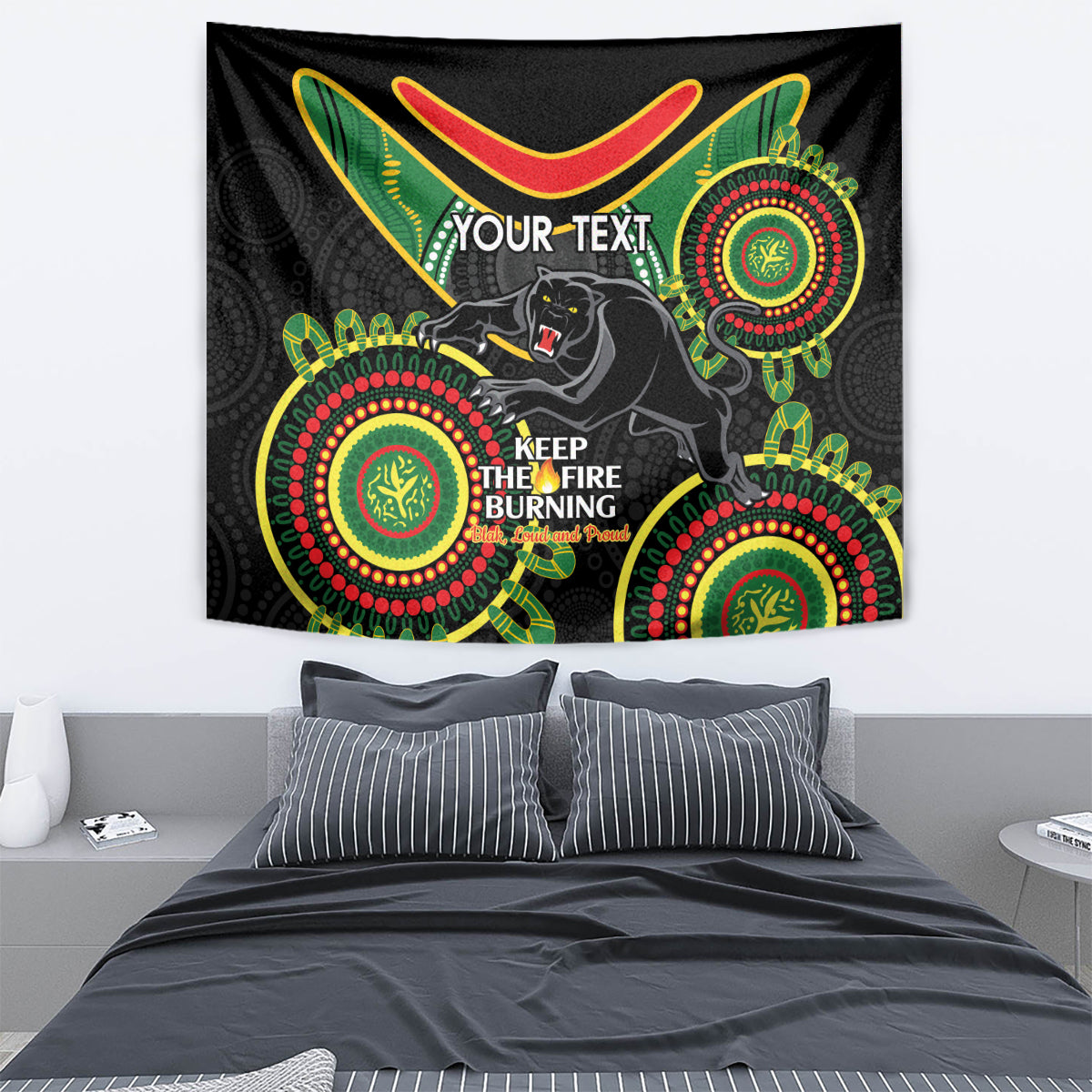 Custom NRL Panthers NAIDOC Week Tapestry Keep The Fire Burning Indigenous Art - Vibe Hoodie Shop