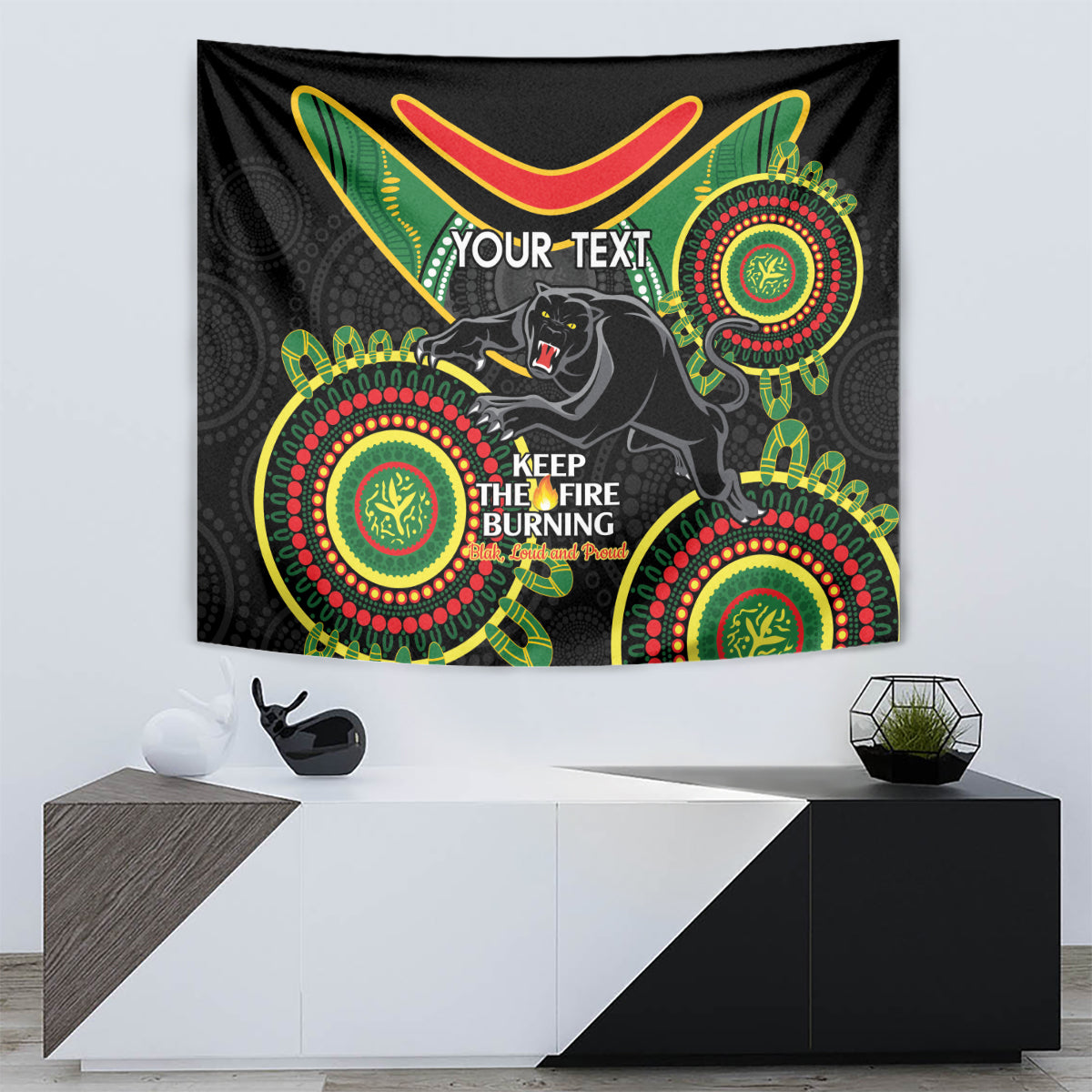 Custom NRL Panthers NAIDOC Week Tapestry Keep The Fire Burning Indigenous Art - Vibe Hoodie Shop