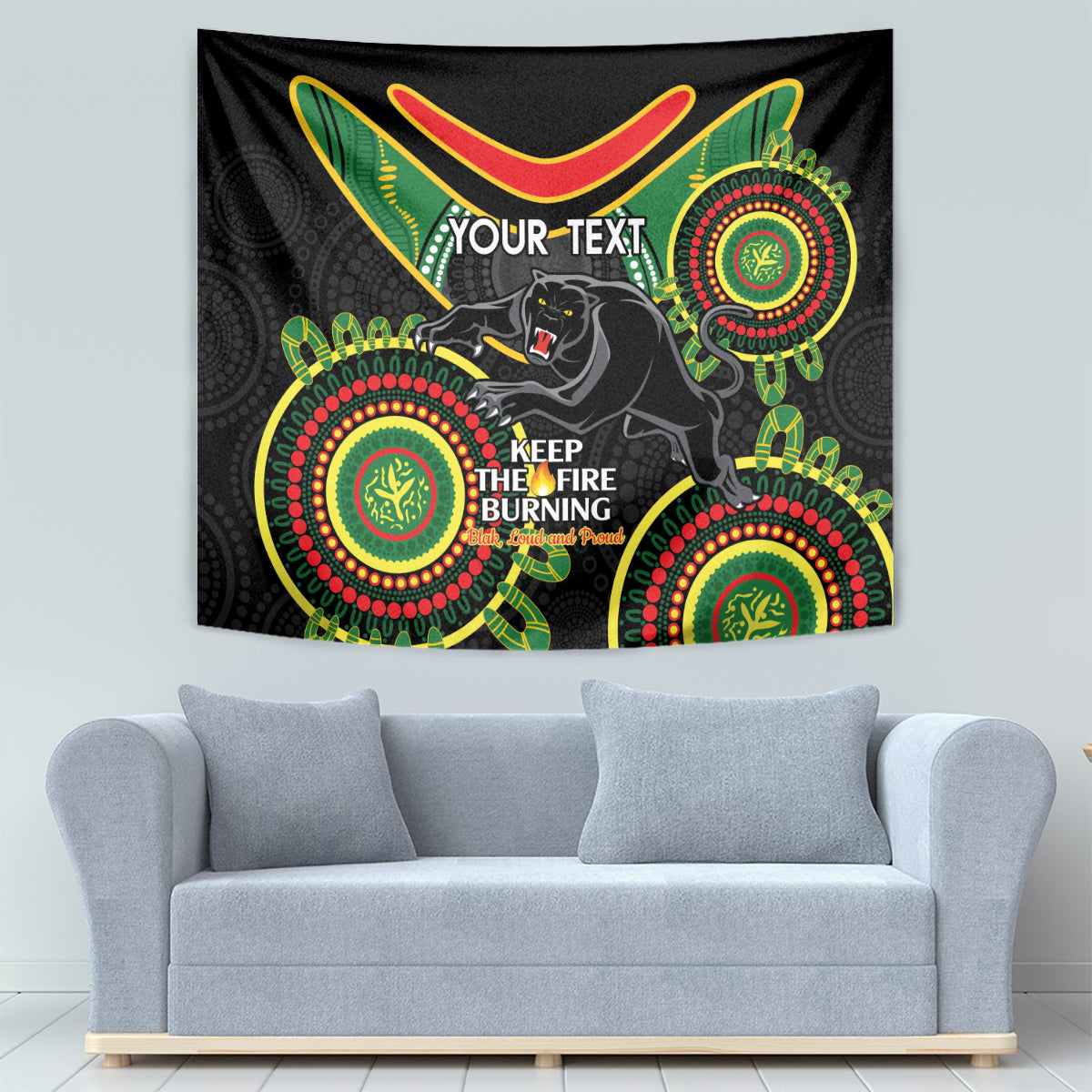 Custom NRL Panthers NAIDOC Week Tapestry Keep The Fire Burning Indigenous Art - Vibe Hoodie Shop