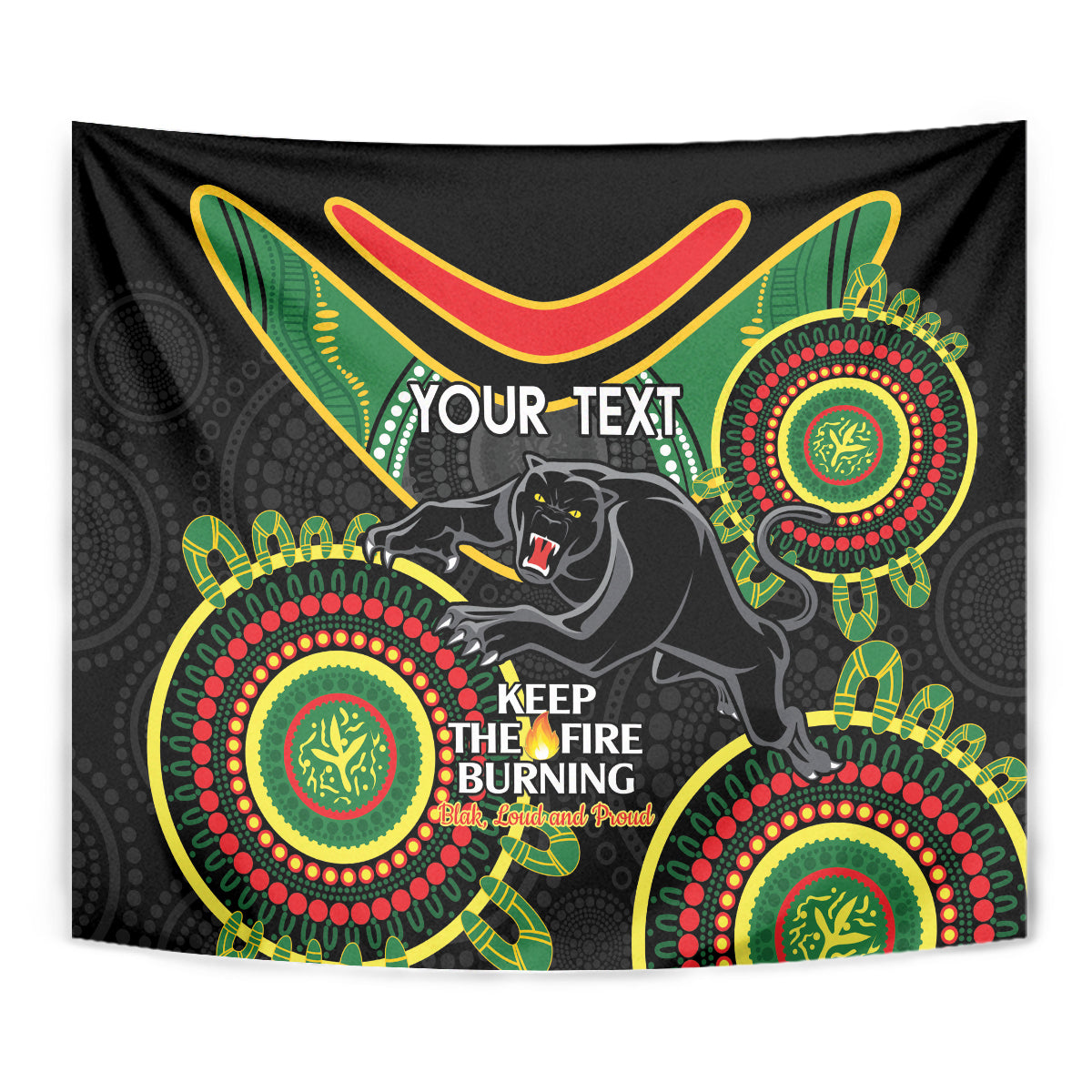 Custom NRL Panthers NAIDOC Week Tapestry Keep The Fire Burning Indigenous Art - Vibe Hoodie Shop