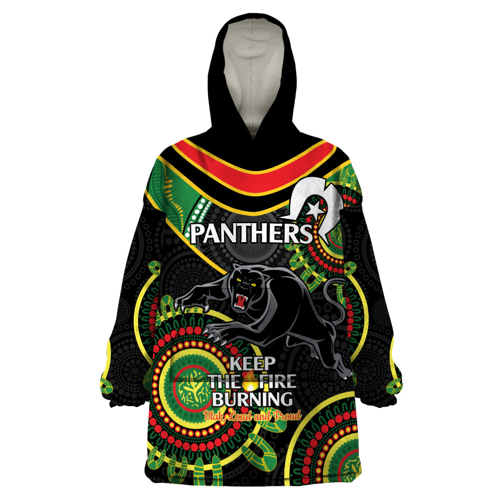 Custom NRL Panthers NAIDOC Week Wearable Blanket Hoodie Keep The Fire Burning Indigenous Art - Vibe Hoodie Shop