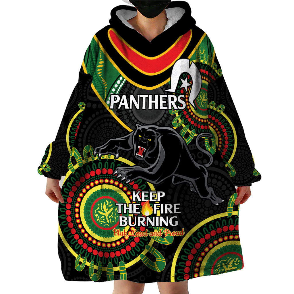 Custom NRL Panthers NAIDOC Week Wearable Blanket Hoodie Keep The Fire Burning Indigenous Art - Vibe Hoodie Shop