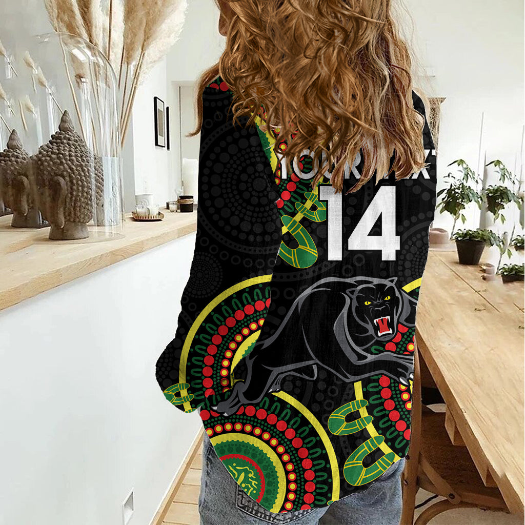 Custom NRL Panthers NAIDOC Week Women Casual Shirt Keep The Fire Burning Indigenous Art - Vibe Hoodie Shop