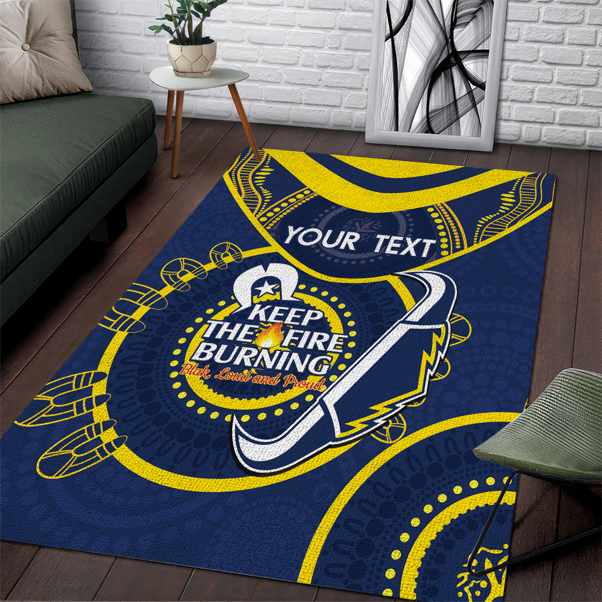 Custom NRL Cowboys NAIDOC Week Area Rug Keep The Fire Burning Indigenous Art - Vibe Hoodie Shop