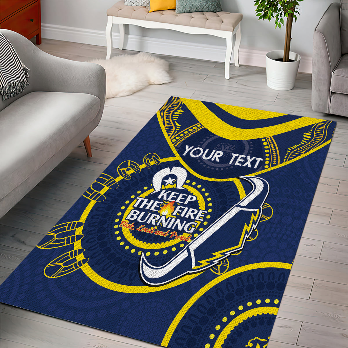 Custom NRL Cowboys NAIDOC Week Area Rug Keep The Fire Burning Indigenous Art - Vibe Hoodie Shop