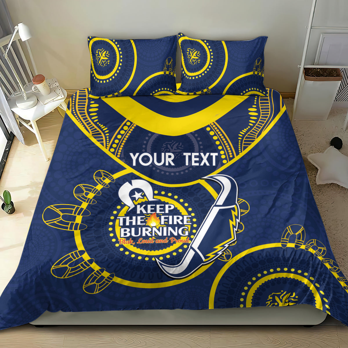 Custom NRL Cowboys NAIDOC Week Bedding Set Keep The Fire Burning Indigenous Art - Vibe Hoodie Shop
