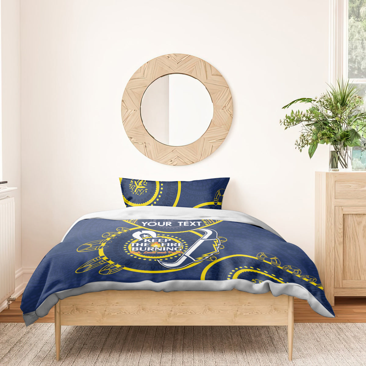 Custom NRL Cowboys NAIDOC Week Bedding Set Keep The Fire Burning Indigenous Art - Vibe Hoodie Shop