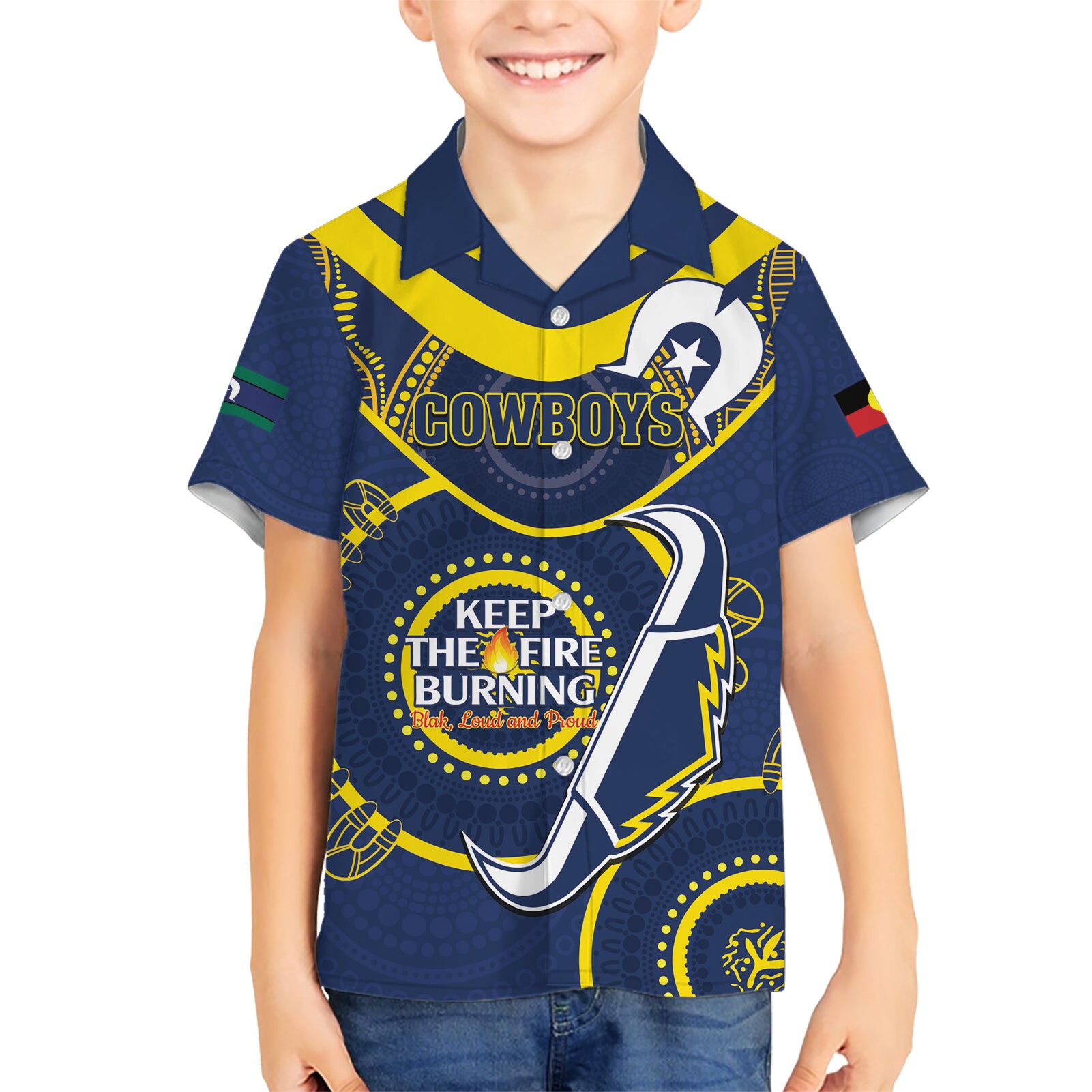 Custom NRL Cowboys NAIDOC Week Hawaiian Shirt Keep The Fire Burning Indigenous Art - Vibe Hoodie Shop