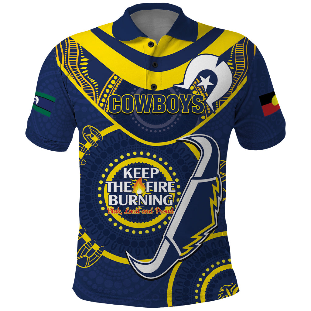 Custom NRL Cowboys NAIDOC Week Polo Shirt Keep The Fire Burning Indigenous Art - Vibe Hoodie Shop
