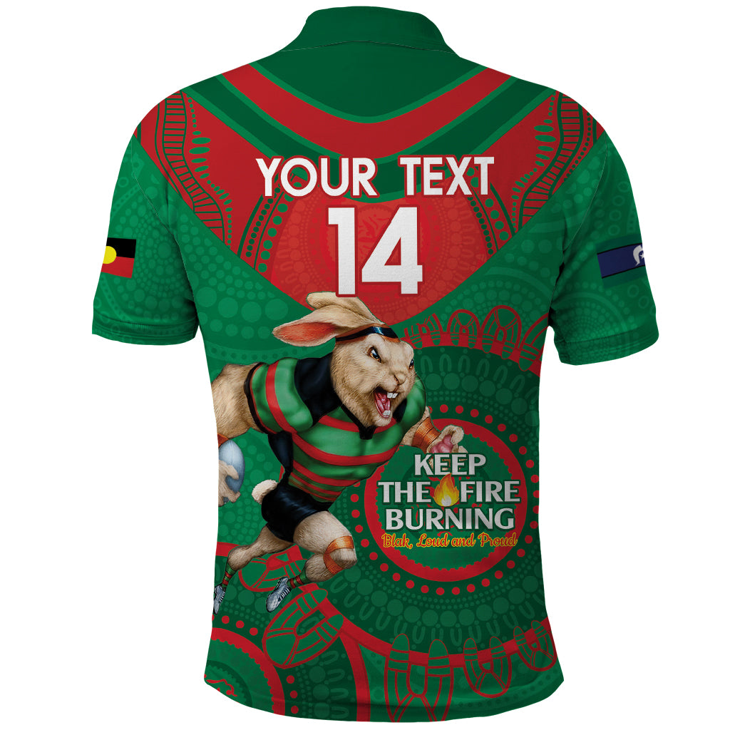 Custom NRL Rabbitohs NAIDOC Week Polo Shirt Keep The Fire Burning Indigenous Art - Vibe Hoodie Shop