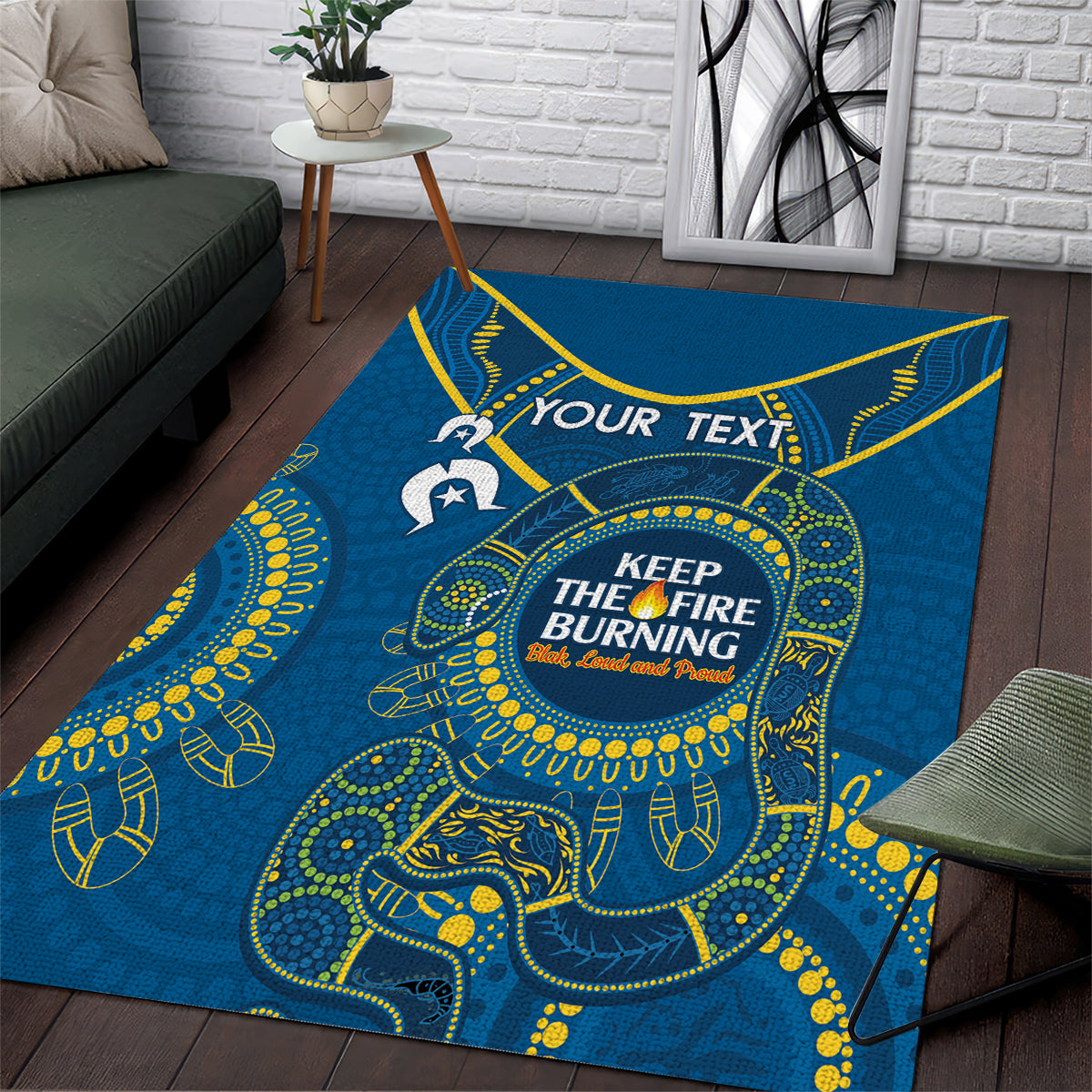 Custom NRL Eels NAIDOC Week Area Rug Keep The Fire Burning Indigenous Art - Vibe Hoodie Shop