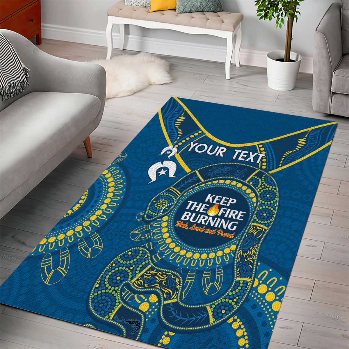 Custom NRL Eels NAIDOC Week Area Rug Keep The Fire Burning Indigenous Art - Vibe Hoodie Shop