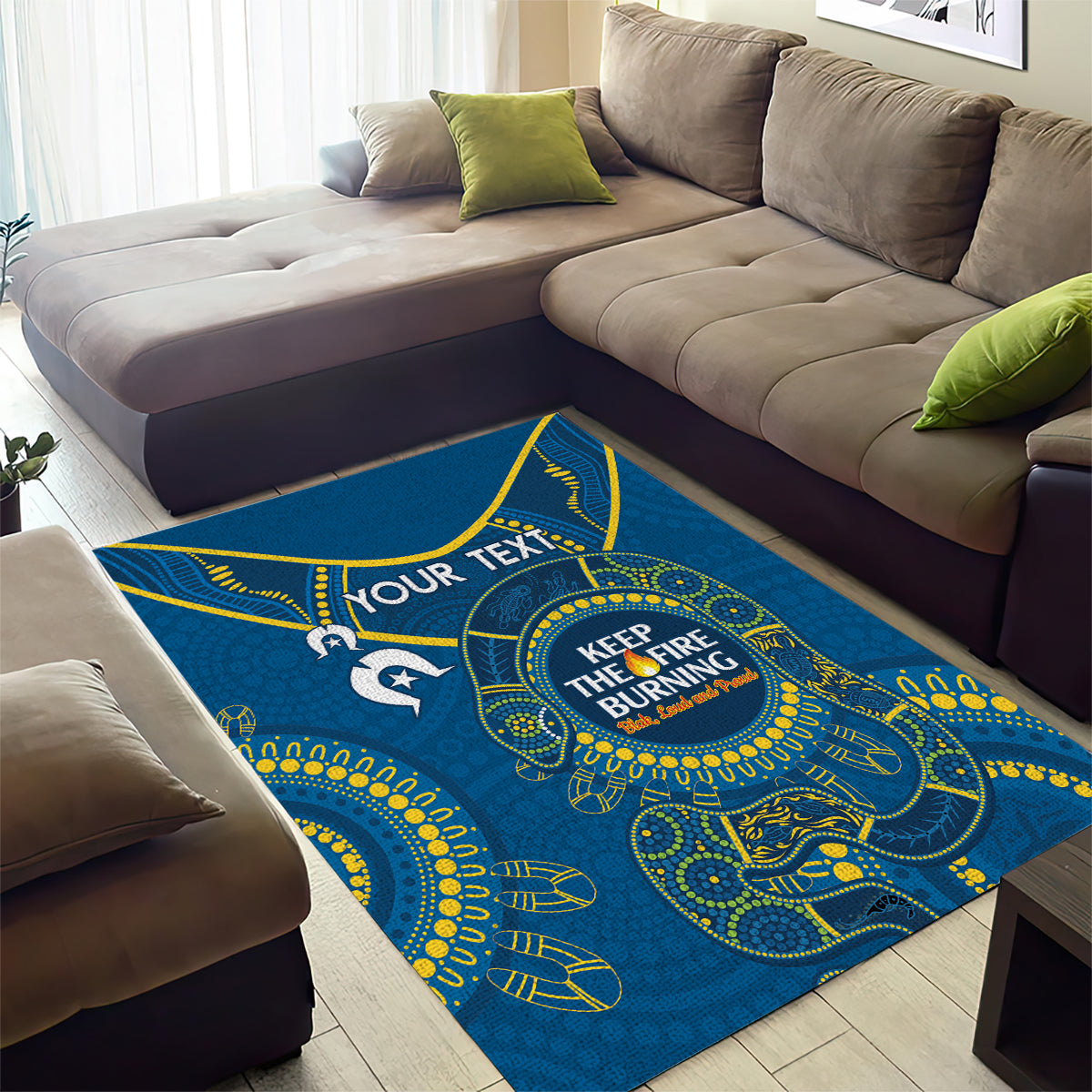 Custom NRL Eels NAIDOC Week Area Rug Keep The Fire Burning Indigenous Art - Vibe Hoodie Shop