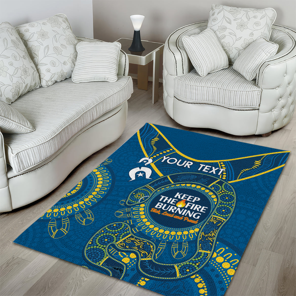 Custom NRL Eels NAIDOC Week Area Rug Keep The Fire Burning Indigenous Art - Vibe Hoodie Shop