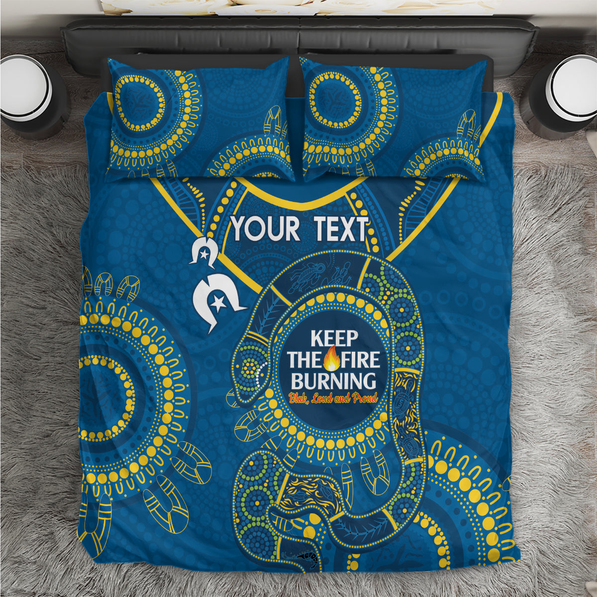 Custom NRL Eels NAIDOC Week Bedding Set Keep The Fire Burning Indigenous Art - Vibe Hoodie Shop