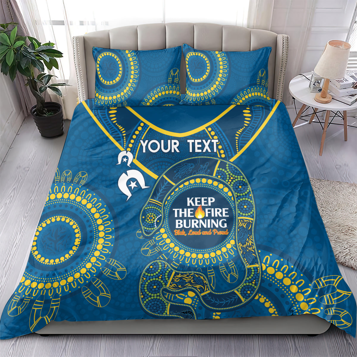 Custom NRL Eels NAIDOC Week Bedding Set Keep The Fire Burning Indigenous Art - Vibe Hoodie Shop