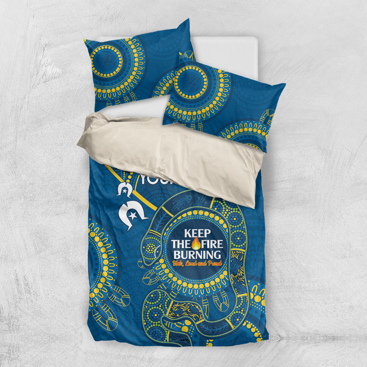 Custom NRL Eels NAIDOC Week Bedding Set Keep The Fire Burning Indigenous Art - Vibe Hoodie Shop