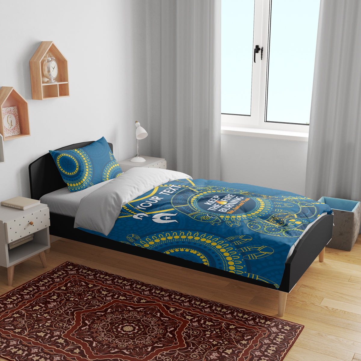 Custom NRL Eels NAIDOC Week Bedding Set Keep The Fire Burning Indigenous Art - Vibe Hoodie Shop