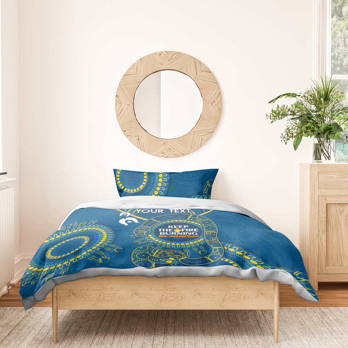 Custom NRL Eels NAIDOC Week Bedding Set Keep The Fire Burning Indigenous Art - Vibe Hoodie Shop