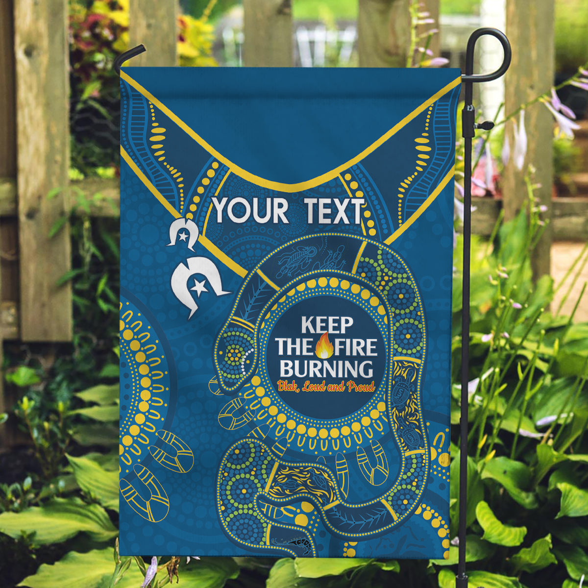 Custom NRL Eels NAIDOC Week Garden Flag Keep The Fire Burning Indigenous Art - Vibe Hoodie Shop