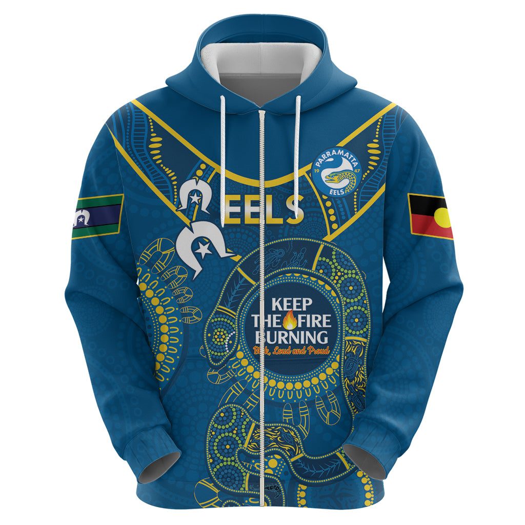 Custom NRL Eels NAIDOC Week Hoodie Keep The Fire Burning Indigenous Art - Vibe Hoodie Shop