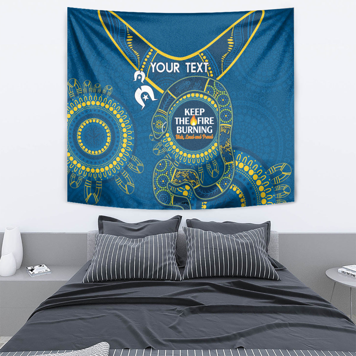 Custom NRL Eels NAIDOC Week Tapestry Keep The Fire Burning Indigenous Art - Vibe Hoodie Shop