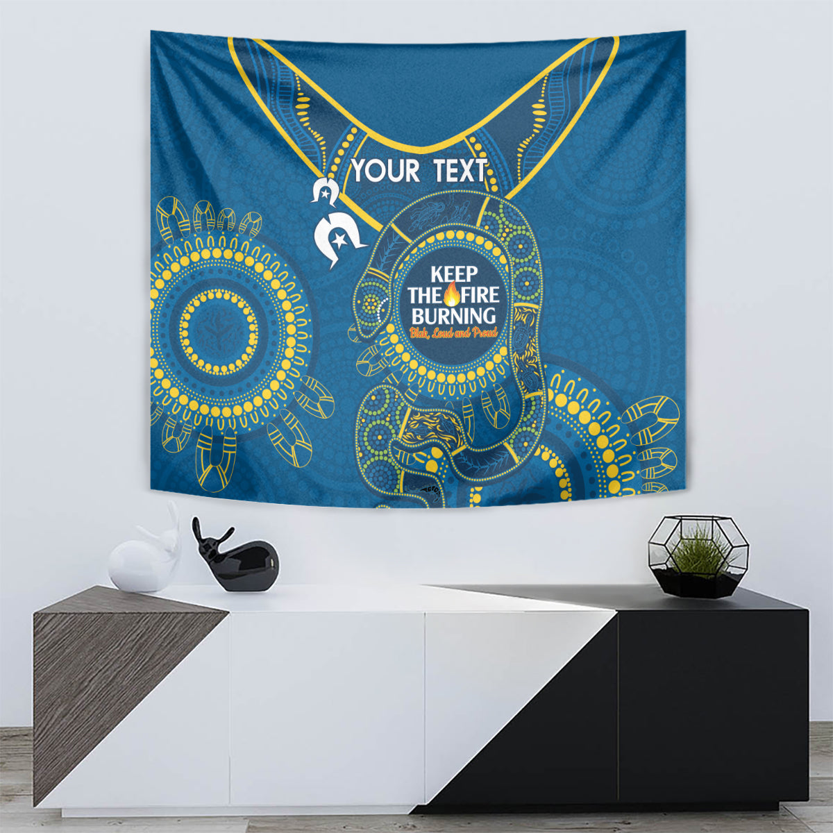 Custom NRL Eels NAIDOC Week Tapestry Keep The Fire Burning Indigenous Art - Vibe Hoodie Shop